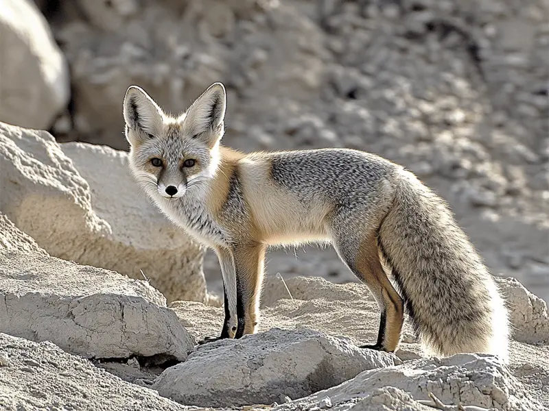 Raposa Afegã de Dia, em seu habitat natural de montanhas arenosas do Afeganistão