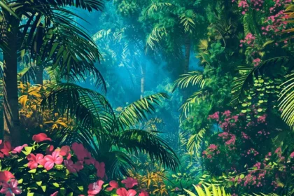 Imagem de dentro de uma floresta tropical