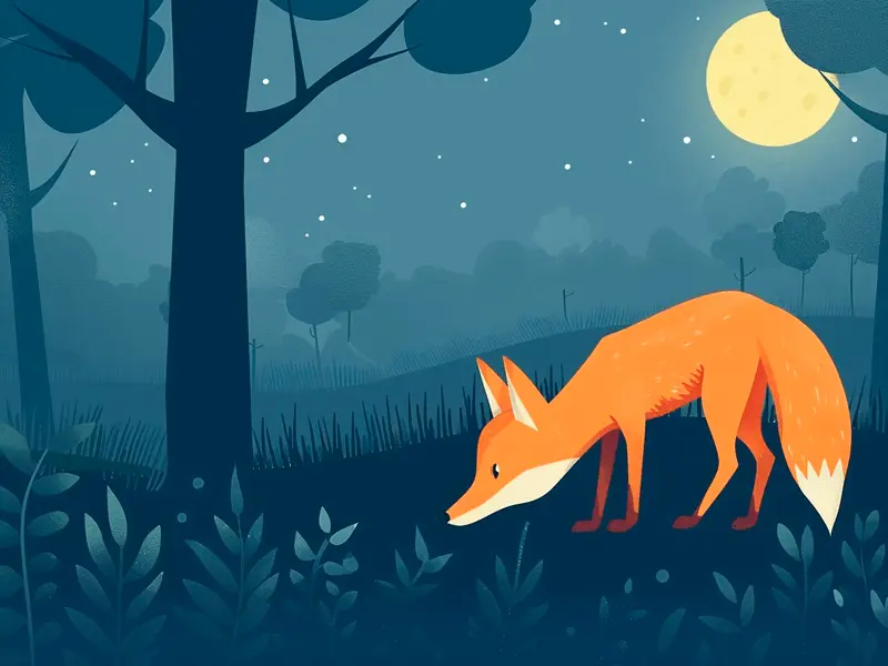 Ilustração de uma raposa de noite