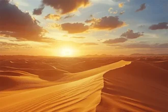 Por do sol no deserto do saara