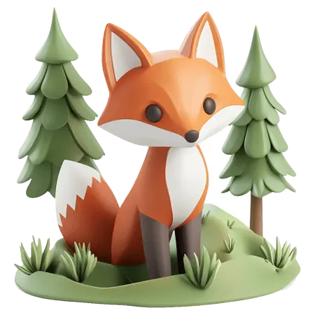 Icone de uma raposa na floresta